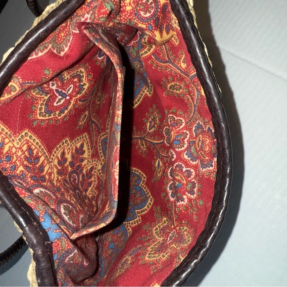 Brighton Beige Brown Woven w/Leather Vintage Crossbody Purse 90’s Casual Western - Picture 6 of 12